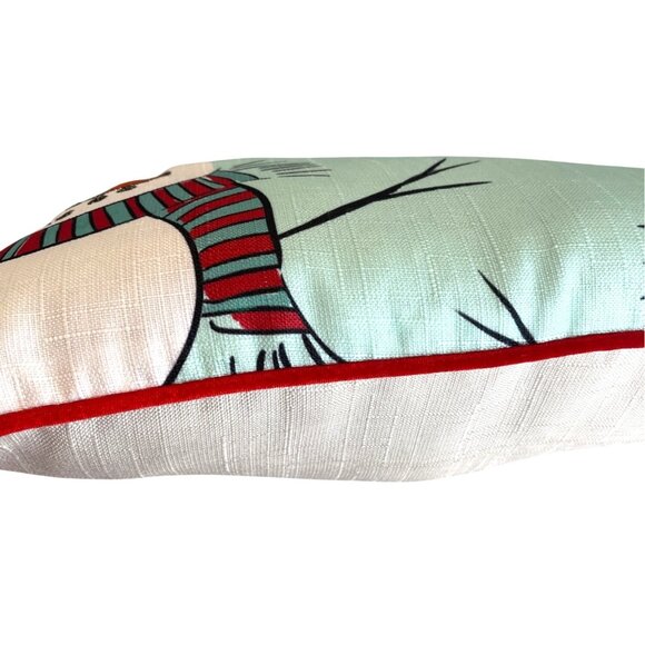 Christmas Holiday Snowman 18" Throw Pillow Cushion Home Accents Red Snow Winter - Picture 4 of 9